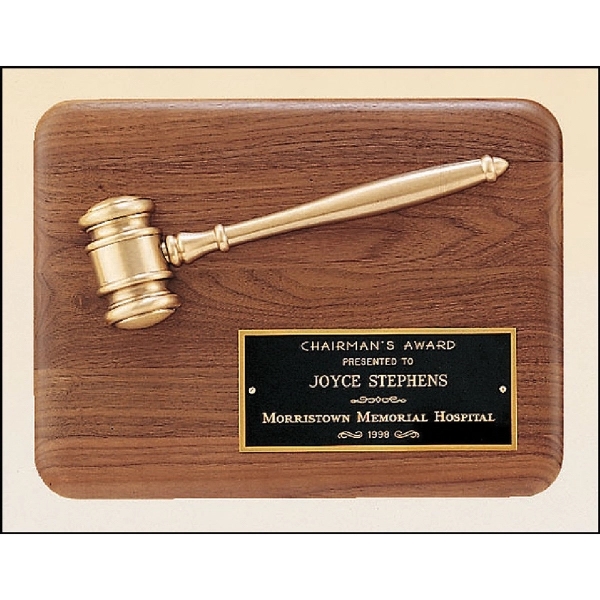 Brown-Bronze-Black color option for Walnut Plaque With Antique Bronze Gavel 9x12