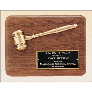 Photo of Walnut Plaque With Antique Bronze Gavel 9x12