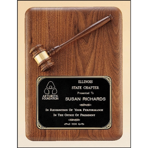 Photo of Walnut Plaque With Walnut Gavel 11x15