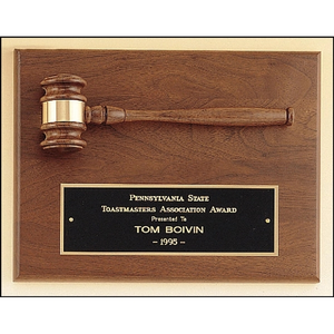 Photo of Walnut Plaque With Walnut Gavel 9x12
