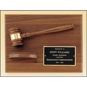 Photo of Walnut Plaque With Walnut Gavel 9x12