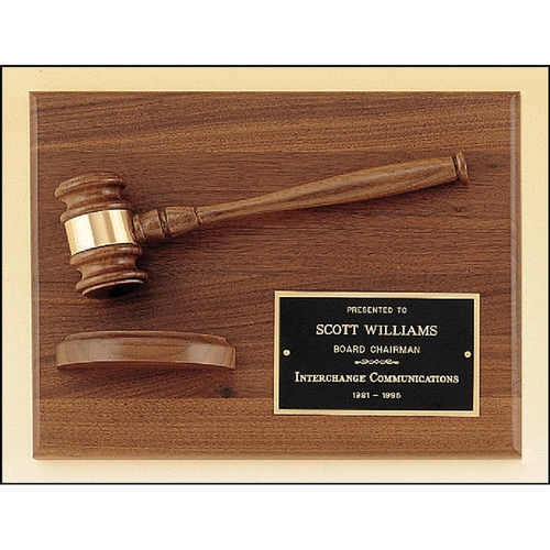 Main photo of Walnut Plaque With Walnut Gavel 9x12