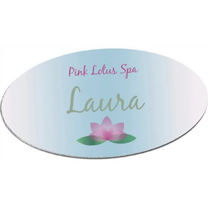 Photo of 1 1/2 X 3 Gloss White Full Color Oval Aluminum Name Badge