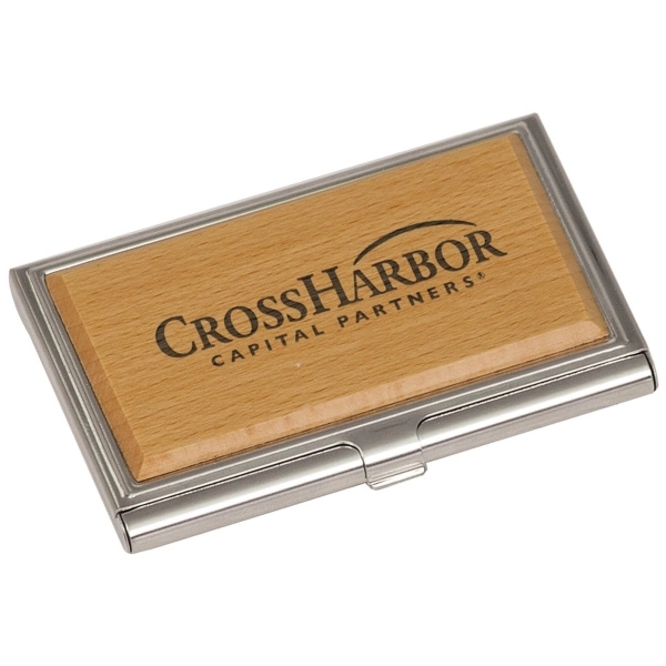 Brown-Silver color option for Wood Business Card Case