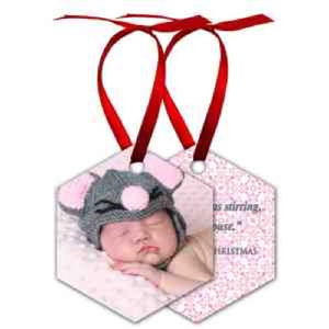 Photo of 2.6" X 3" Gloss White Aluminum Hexagon Ornament