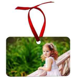 Photo of 3" X 2" Gloss White Aluminum Horizontal Rectangle Ornament