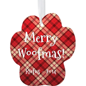 Photo of 3.7 X 3.5 White Full Color Paw Print Ornament