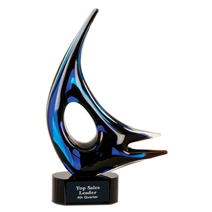 Photo of 14 1/4" Blue Sail Art Glass