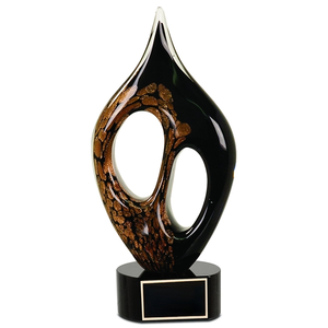 Photo of 10 1/4" Black/Gold Coral Art Glass