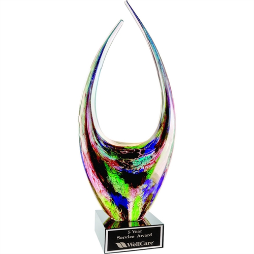 Photo of 16 3/4" Dual Rising Art Glass With Square Black Base