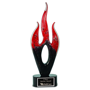 Photo of 16" Red/Black Flame Art Glass