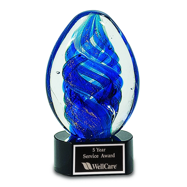 Blue-Clear color option for 6" Blue Oval Swirl Art Glass