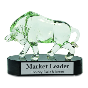 Photo of 71/2" Clear Art Glass Bull