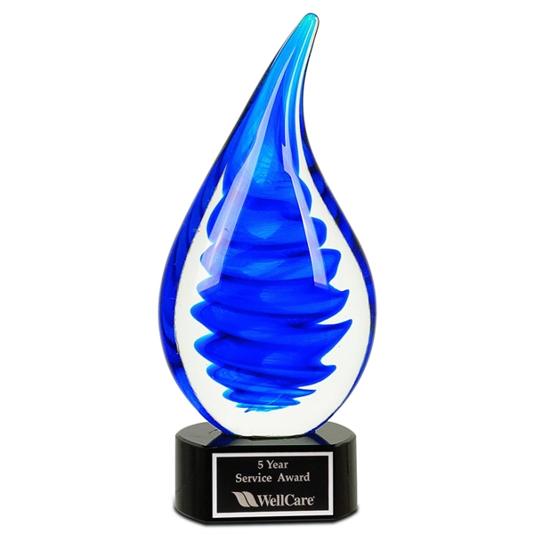Blue color option for 10 1/4" Blue Twist Rain Drop Art Glass