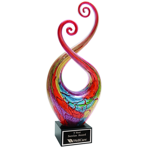 Photo of 14" Multi Color Twist Art Glass With Black Base