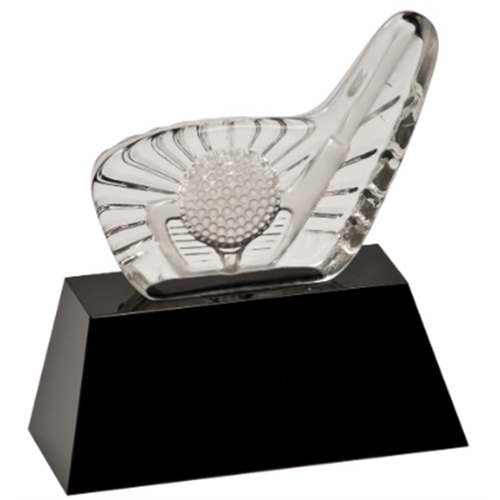 Main photo of 6" Crystal Golf Club & Ball On Black Base