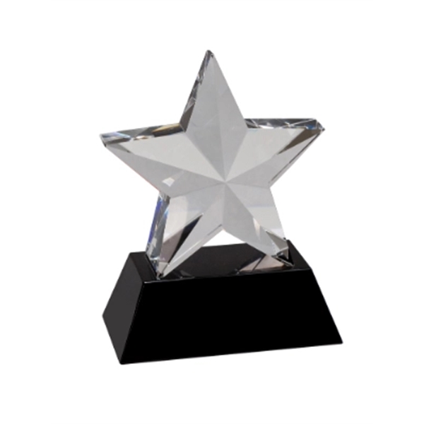 Clear-Black color option for 6" Crystal 3 D Star On Black Base