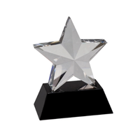 6" Crystal 3 D Star On Black Base