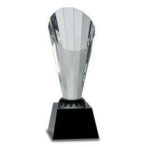 Photo of 10" Clear Crystal Faceted Rising Spire On Black Base