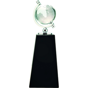 Photo of 9" Crystal Spinning Globe On Black Pedestal Base