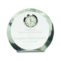 4 1/2" Clear Crystal Round With Clock