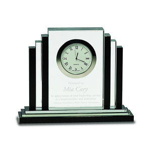 Photo of 6" Clear Crystal With Clock With Black Crystal Trim
