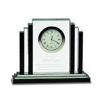 6" Clear Crystal With Clock With Black Crystal Trim