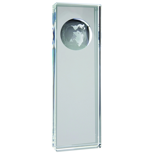 Main photo of 23/4" X 83/4" Clear Crystal Slanted Rectangle With Engraved