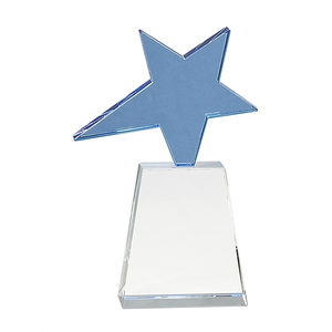Photo of 8" Blue Crystal Star On Clear Pedestal Base