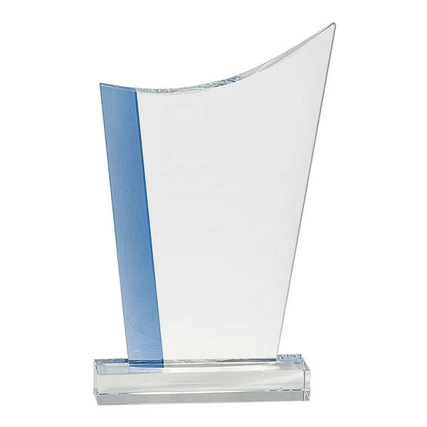 Clear-Blue color option for 9 1/4" Blue Edge Crystal Crest On Clear Base