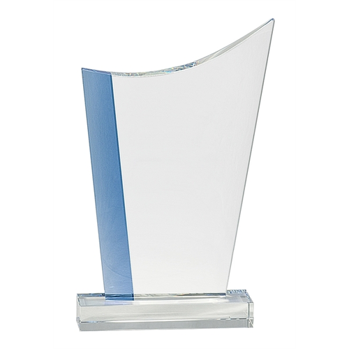 Main photo of 9 1/4" Blue Edge Crystal Crest On Clear Base