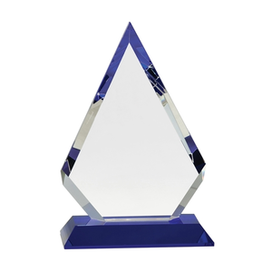 Photo of 9" Clear Crystal Diamond On Blue Pedestal Base