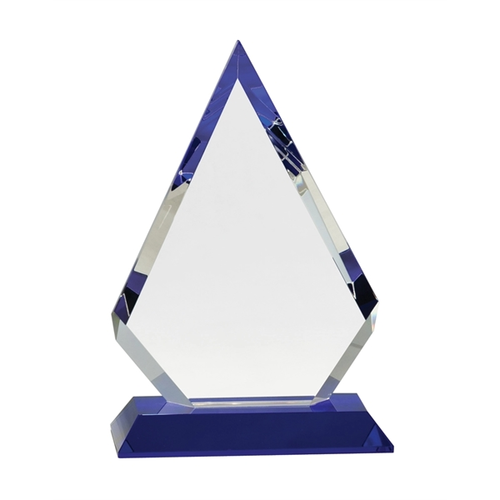 Main photo of 9" Clear Crystal Diamond On Blue Pedestal Base