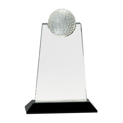 Main photo of 9" Clear Crystal Tablet With Inset Golf Ball