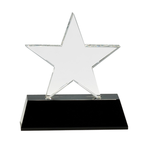 Photo of 6 3/4" Clear Crystal Star On Black Pedestal Base