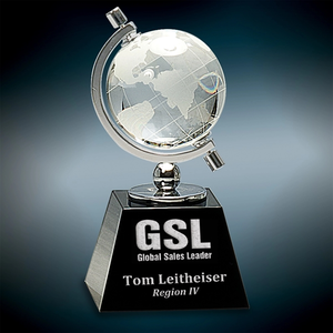 Photo of 6" Crystal Spinning Globe On Black Base
