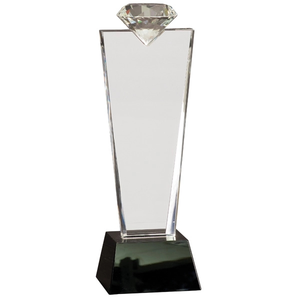 Photo of 11" Crystal Diamond Top Award On Black Pedestal Base