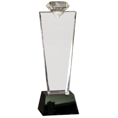 Main photo of 11" Crystal Diamond Top Award On Black Pedestal Base