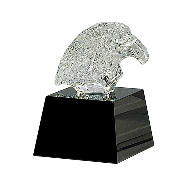 Clear-Black color option for 5 3/4" Clear Crystal Eagle Head On Black Pedestal Base