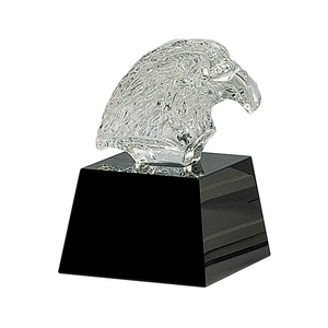 Photo of 5 3/4" Clear Crystal Eagle Head On Black Pedestal Base