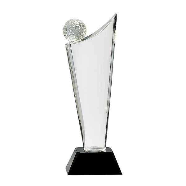 Clear-Black color option for 10 3/4" Clear Crystal Golf/Wave On Black Pedestal Base