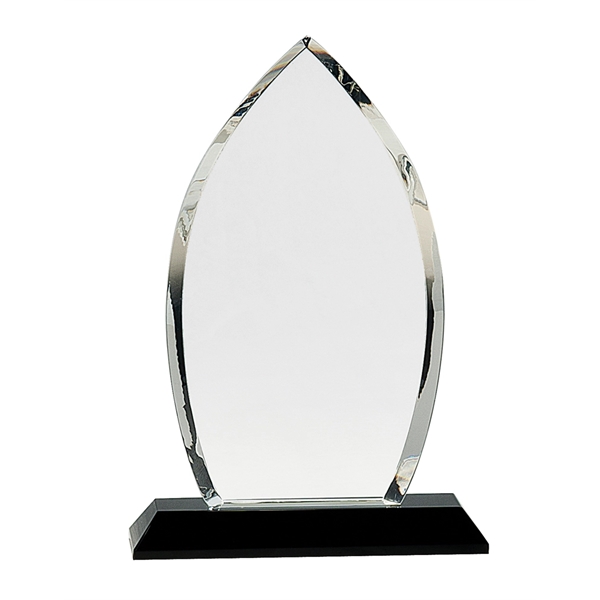 Clear-Black color option for 9 1/2" Clear Crystal Oval On Black Pedestal Base