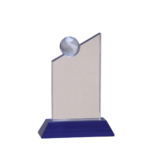 Photo of Clear Crystal With Inset Crystal Globe And Blue Base