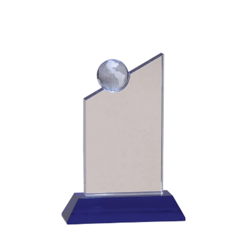 Main photo of Clear Crystal With Inset Crystal Globe And Blue Base