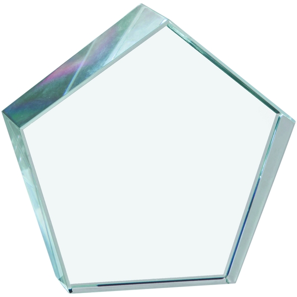 Clear color option for 3" X 3" Crystal Pentagon Paperweight