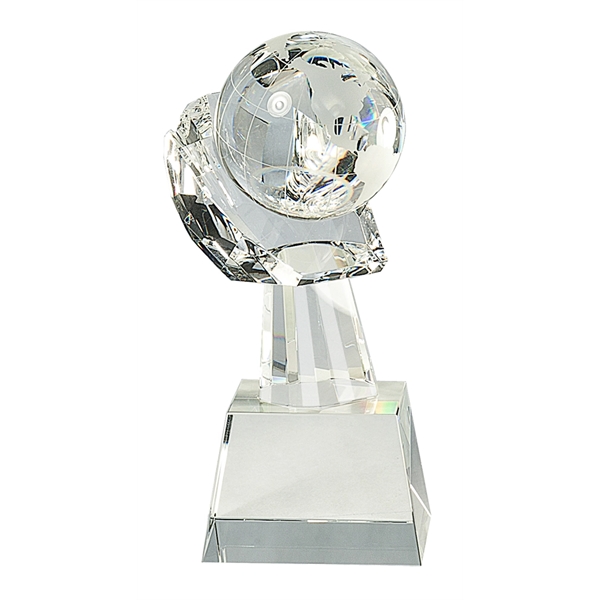 Clear color option for 8" Clear Crystal Globe In Hand