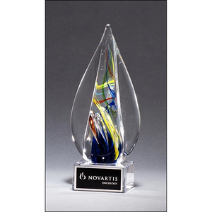 Photo of Flame Shaped Art Glass Award Clear Glass Base