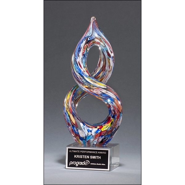 Clear-Multi Color color option for Helix Shaped Multi Color Art Glass Award