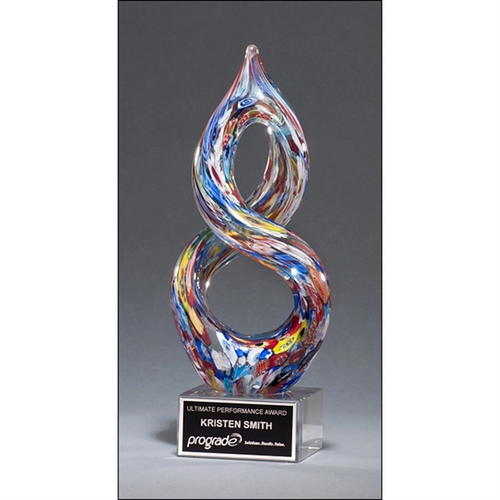 Main photo of Helix Shaped Multi Color Art Glass Award