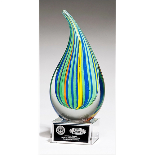 Main photo of Droplet Shaped Art Glass Award With Clear Glass Base